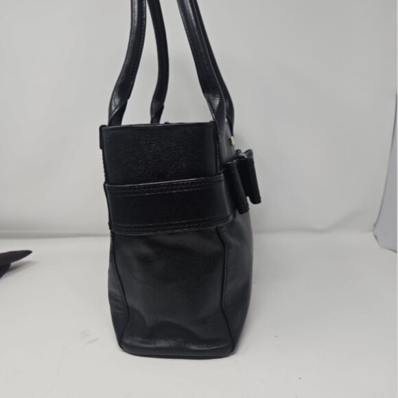 Kate Spade Black Leather Harrison Elena Bow Top Handle Shoulder Purse Bag duster - Picture 4 of 12
